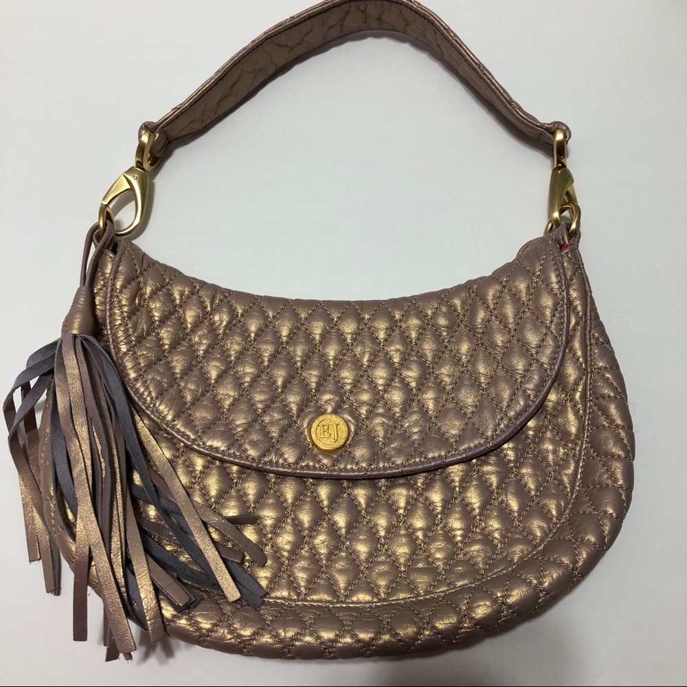 Eric Javits Quilted Metallic Pink Gold Leather Bag